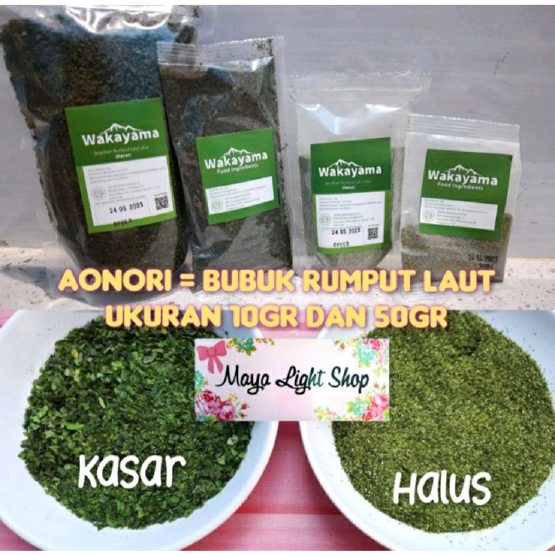 

Aonori bubuk 10gr dan 50gr rumput laut Nori powder aonori seaweed bahan takoyaki okonomiyaki halal taburan mentai murah