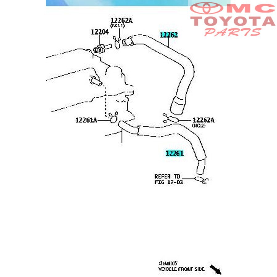 Selang Ventilasi Atas Bawah Toyota Altis 12262-0D120 12261-0D100