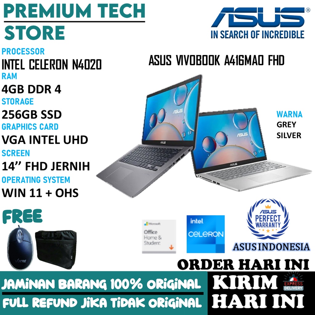 Jual Laptop Slim Design Asus Vivobook A Mao Intel N Ram Gb Gb Ssd Fhd Windows