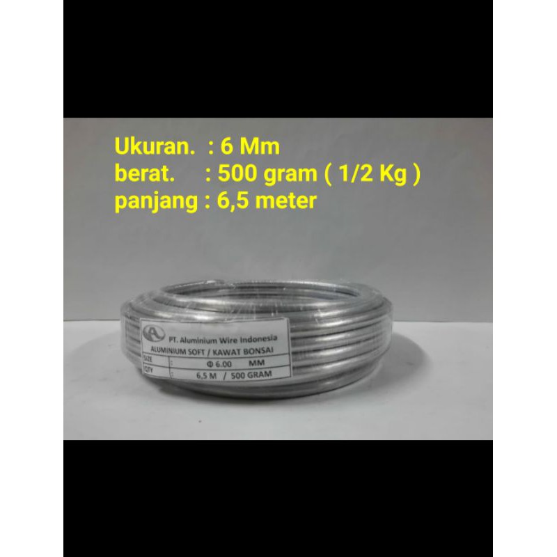 kawat bonsai aluminium 6 mm 500 gram per roll