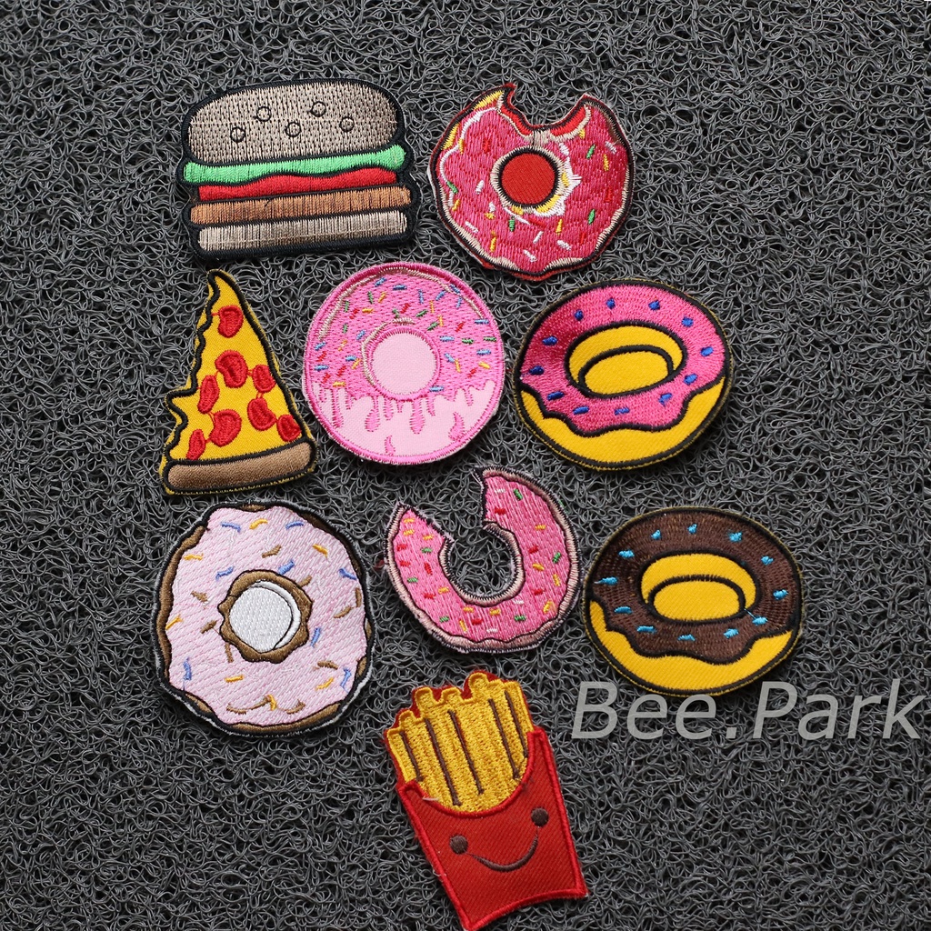 Patch Bordir Lucu Bentuk Makanan Emblem Donat