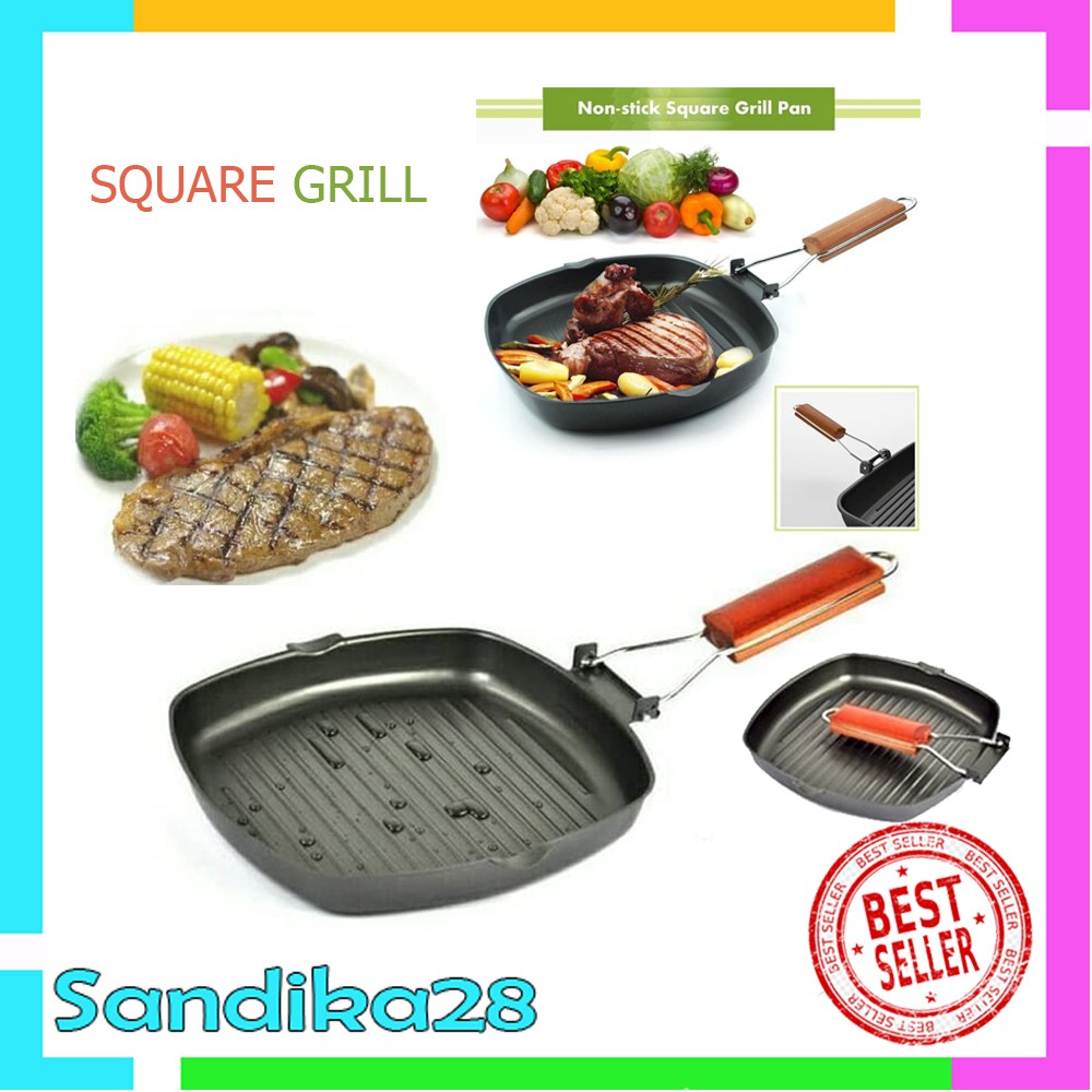  GROSIRAN  Square Grill Pan 20 Cm Teflon Wajan BBQ ...