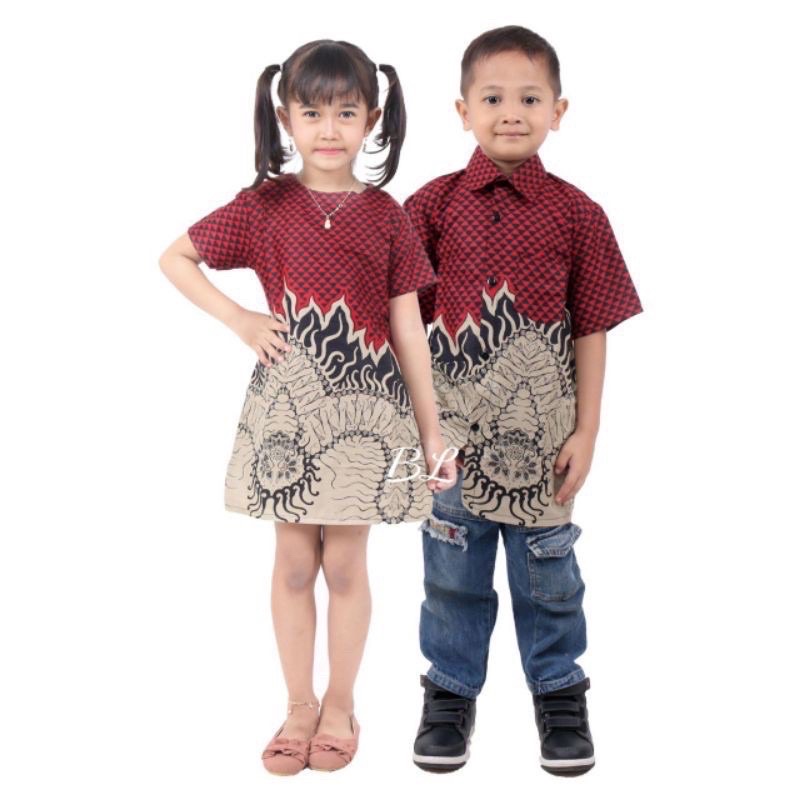 BAJU BATIK COUPLE KELUARGA sania ruflle ori ndoro jowi motif mowo abang