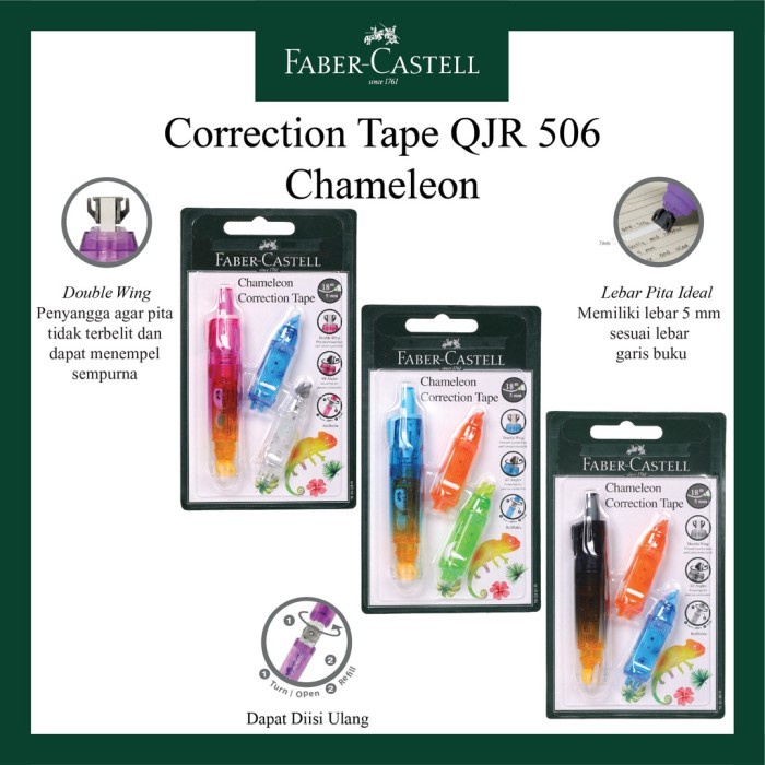 

Update Corecctio Tape Faber Castell Chameleon + 2 Refill Bagus
