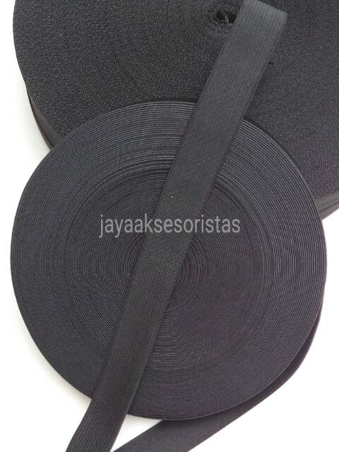 Tali webbing elastis/karet tas 2.0 cm hitam GWEL20