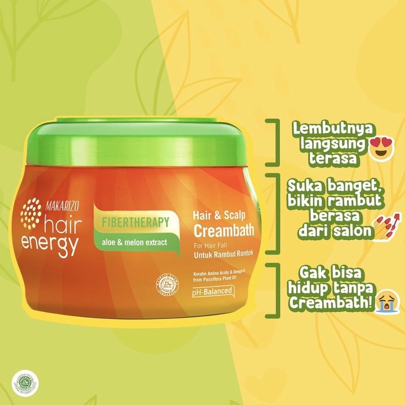 Ningrum - MAKARIZO Hair Energy Fibertherapy Creambath 500gr Aloe Kiwi Royal Jelly Ginseng - 6307