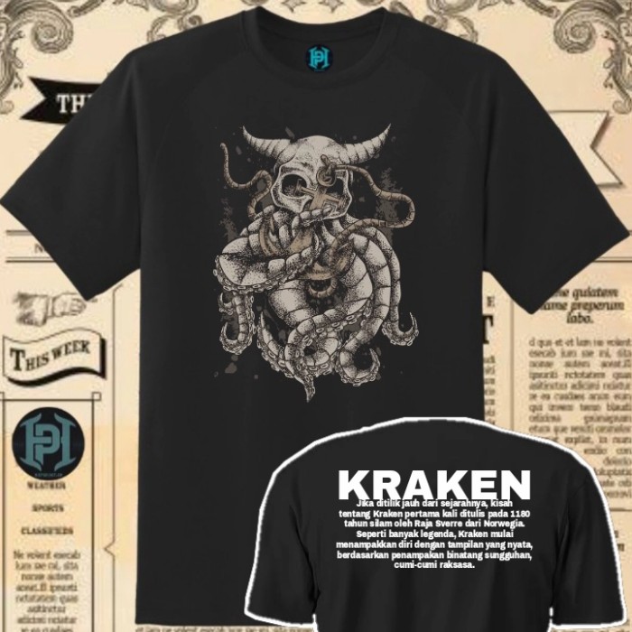 T-SHIRT KRAKEN MITOLOGI DEWA YUNANI KUNO KAOS TERBARU hizproject