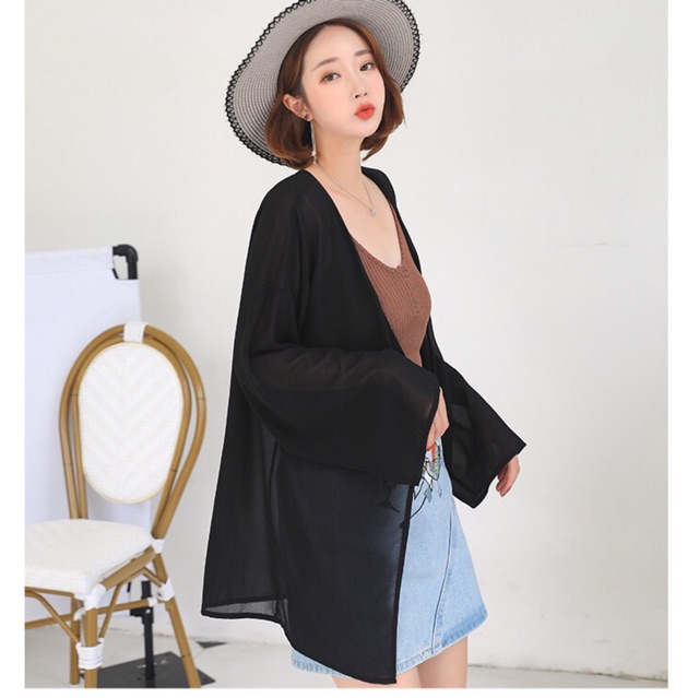 CARDIGAN PLAIN KOREA LUARAN SIFON TRANSPARAN OUTER POLOS CHIFFON