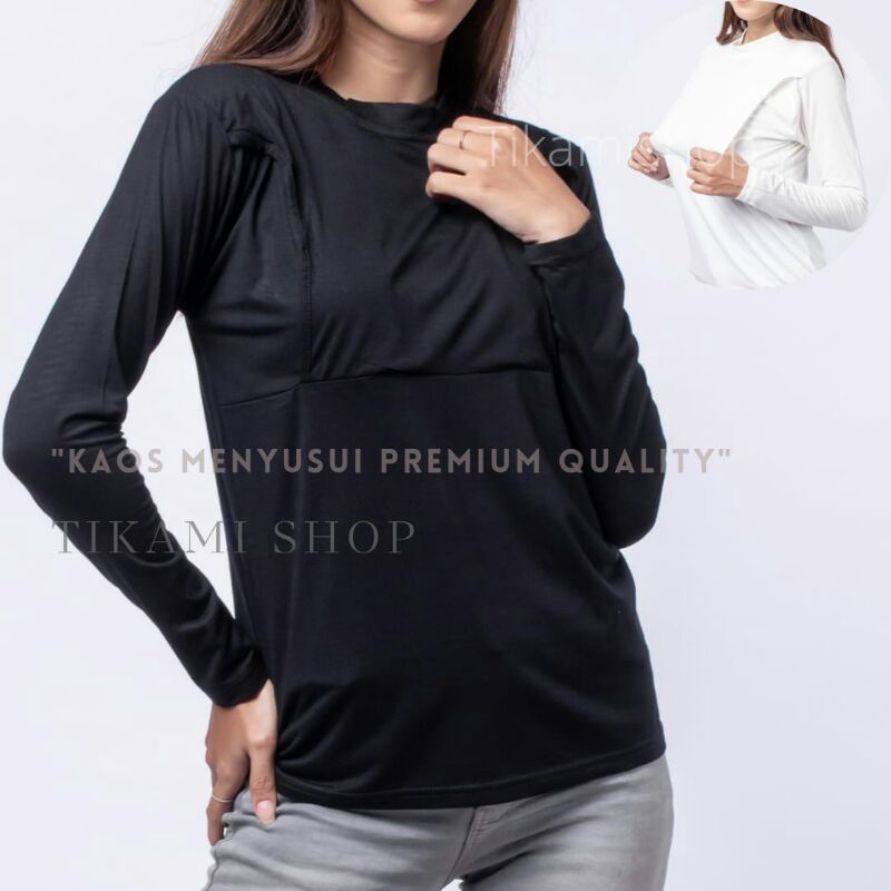 Manset Kaos Busui Lengan Panjang | Busui Bukaan Kanan kiri | Baju Kaos Busui | Kaos Busui Jumbo