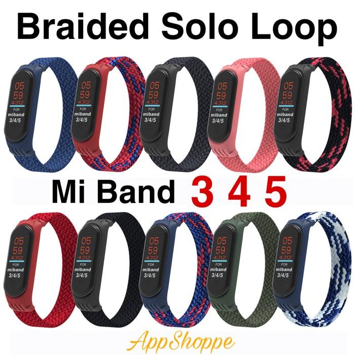 Wearable Mi Band 6 5 4 3 Braided Solo Loop Silicone Stretchable Strap Kepang