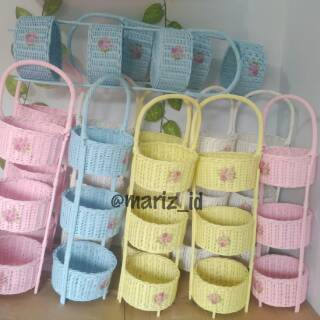 Keranjang rotan  rak  bawang bumbu  shabby chic Shopee 