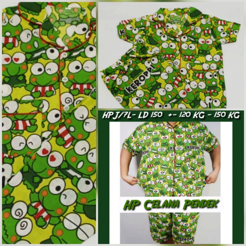 baju tidur keroppi couple mom dan kids setelan katun jepang