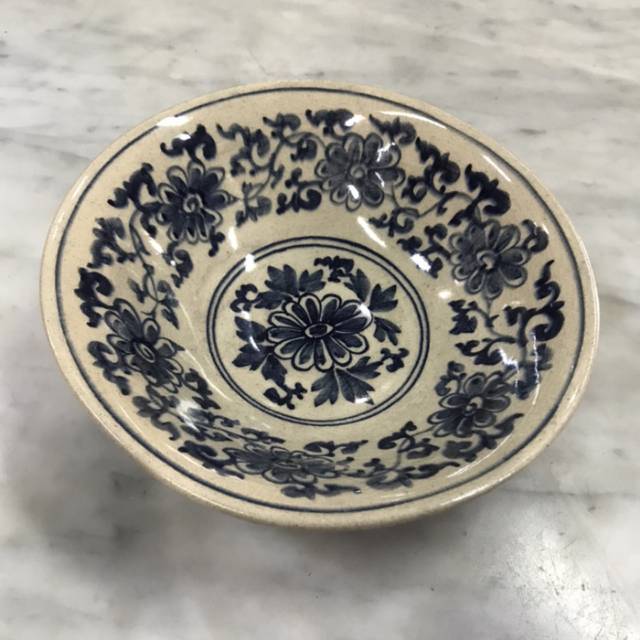 Mangkok Keramik Belanda Motif Bunga Biru Putih