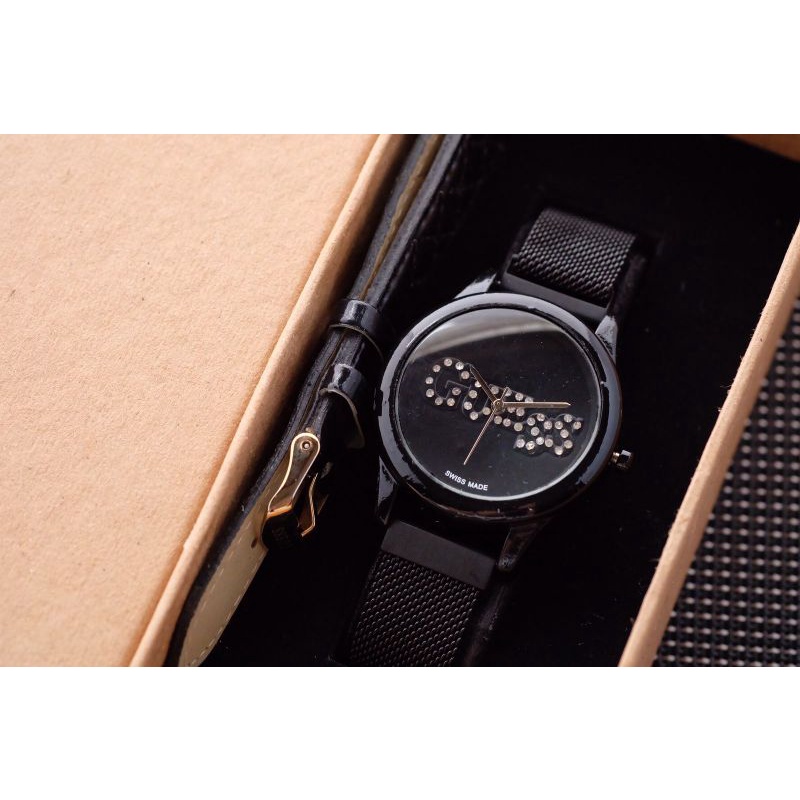 (WB)JAM TANGAN GUESS NEW COLLECTION FASHION WANITA TALI RANTAI PASIR FREE BOX ORIGINAL + TALI KULIT