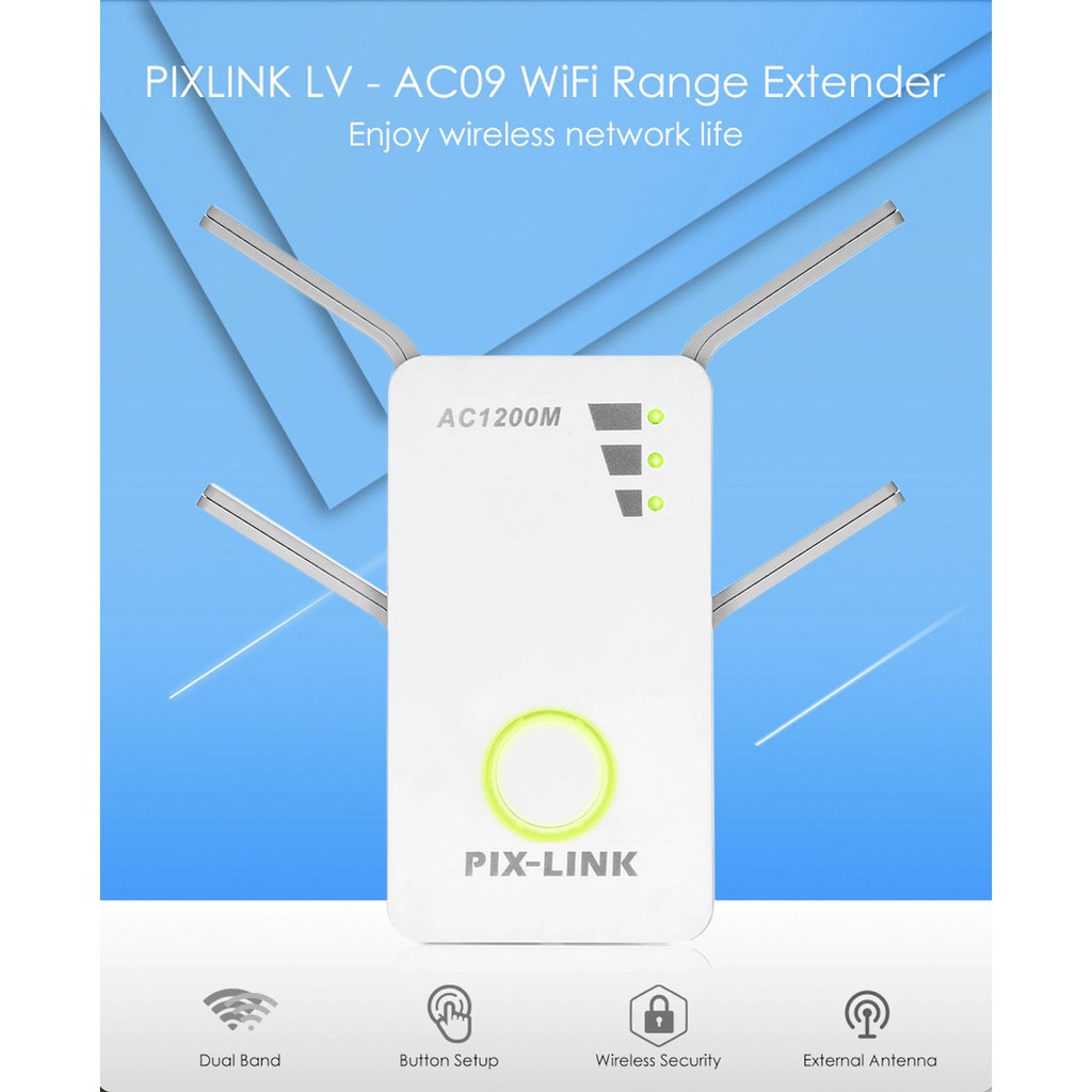 PIXLINK - LV-AC09 Dual Band AP 1200Mbps Wireless Wifi Repeater