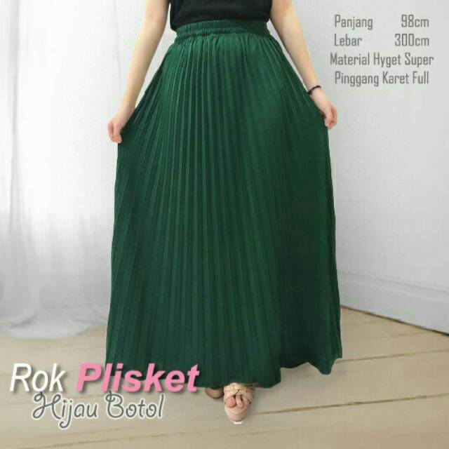 Rok plisket karet pinggang