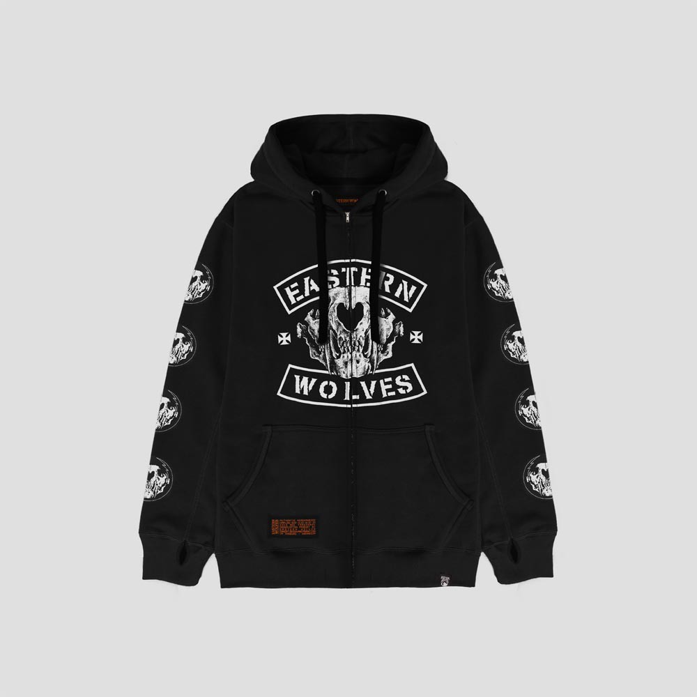 JAKET ZIPPER HOODIE EASTERN WOLVES - CRACKNUM BLACK