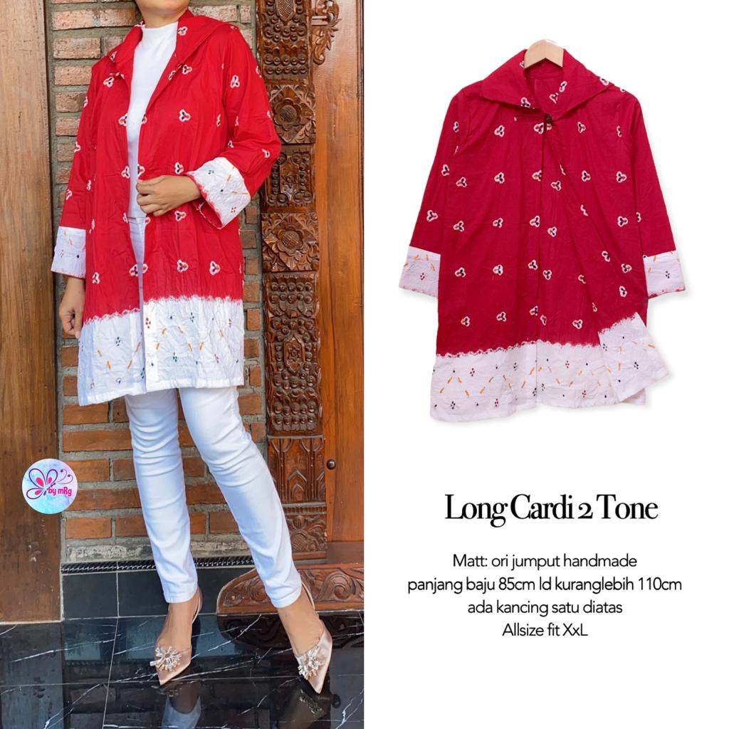 Cardi Batik Jumputan Merah Putih
