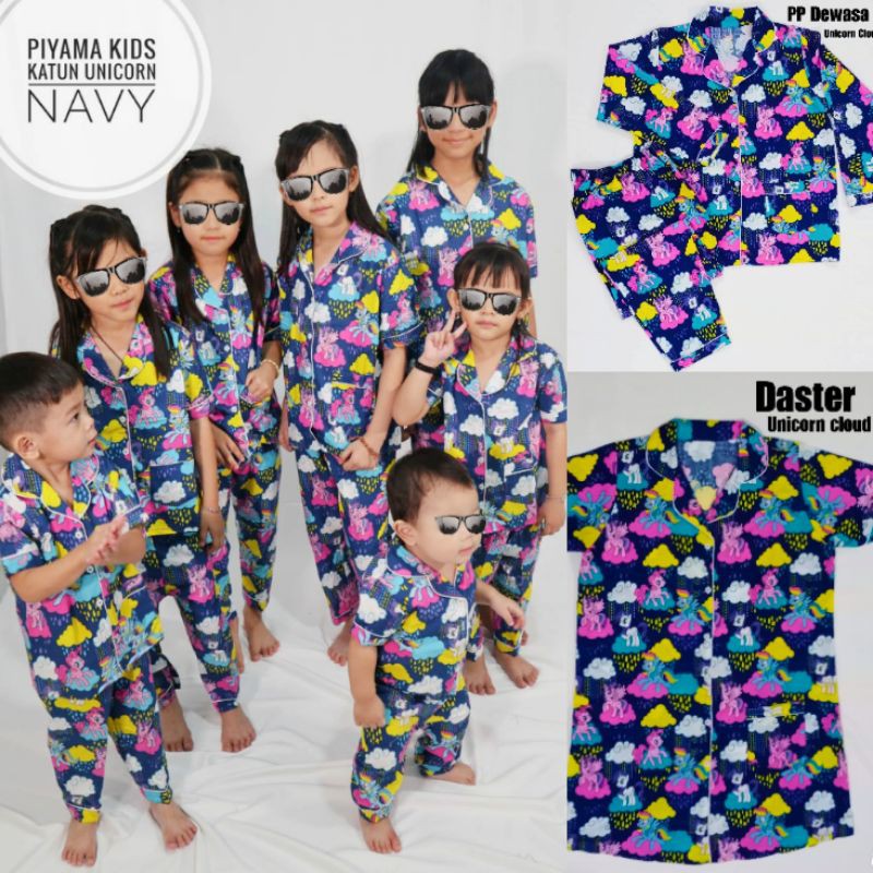 bisa couple ibu dan anak motif unicorn navy