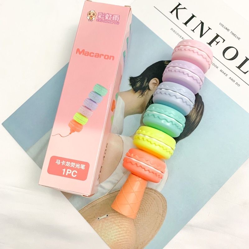 

highlighter macaroon bukan stabilo penanda tulisan aat tulis kantor kado unik lucu bentuk