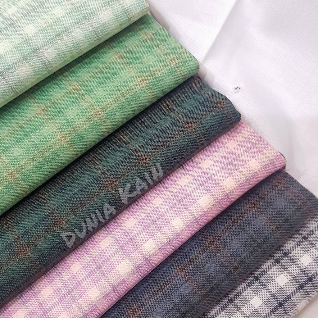Bahan Kain seragam baju pakaian celana kain kotak - kotak merek Avano