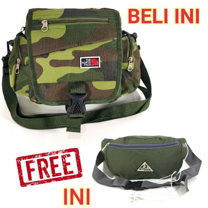 PROMO Beli 1 Gratis 1 Selempang Free Tas Waistbag Doreng