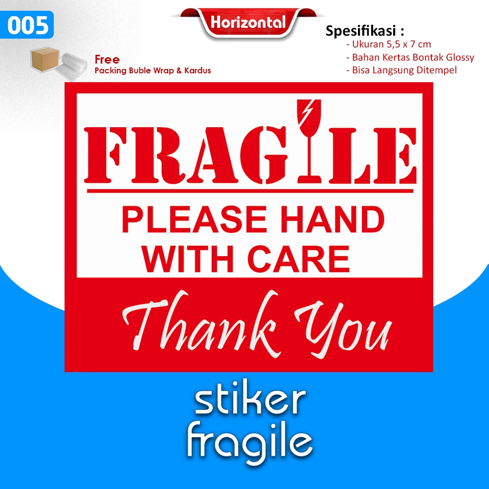 Stiker Fragile / Stiker Pecah Belah / Stiker Pengiriman Olshop / Stiker Unboxing Horizontal-3