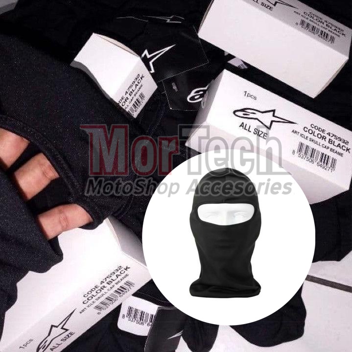 Masker Fullface Ninja Balaclava Skull Cap Hitam Polos Bahan Spandex Buff Touring Pengendara Motor Ma
