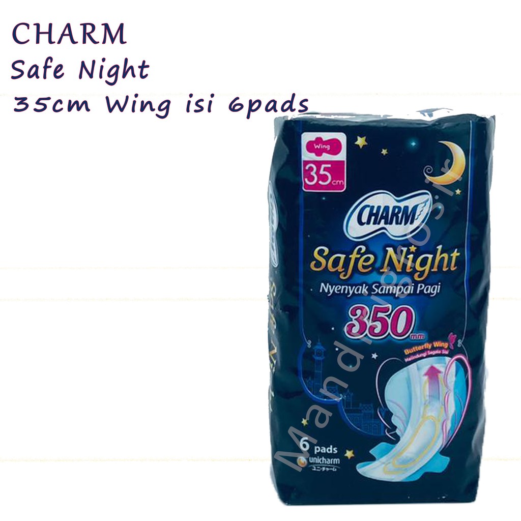 Pembalut Charm Safe Night * 35cm Wing * 6pads