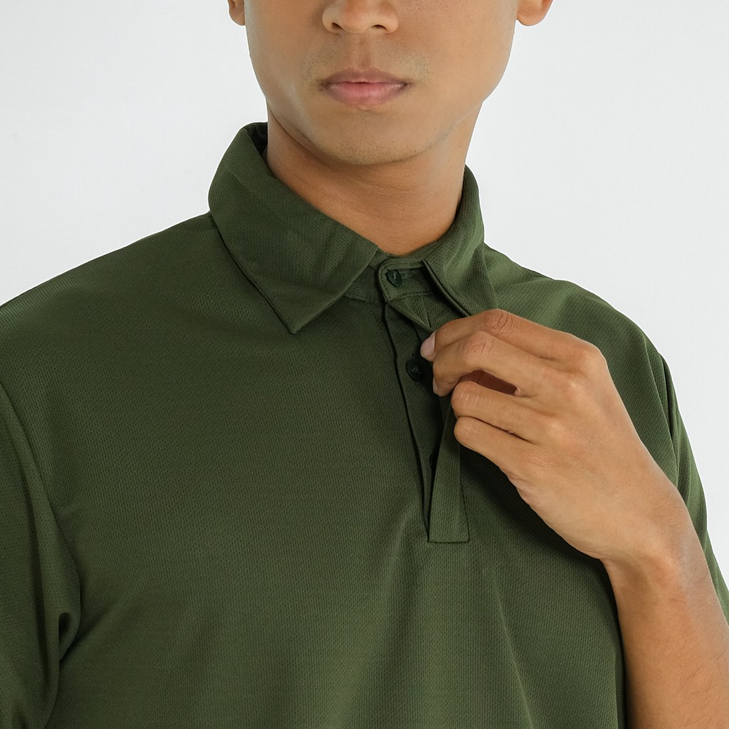 DONSON Kaos Polo Polos Kasual Olahraga Extra Fine Polyester Warna Army