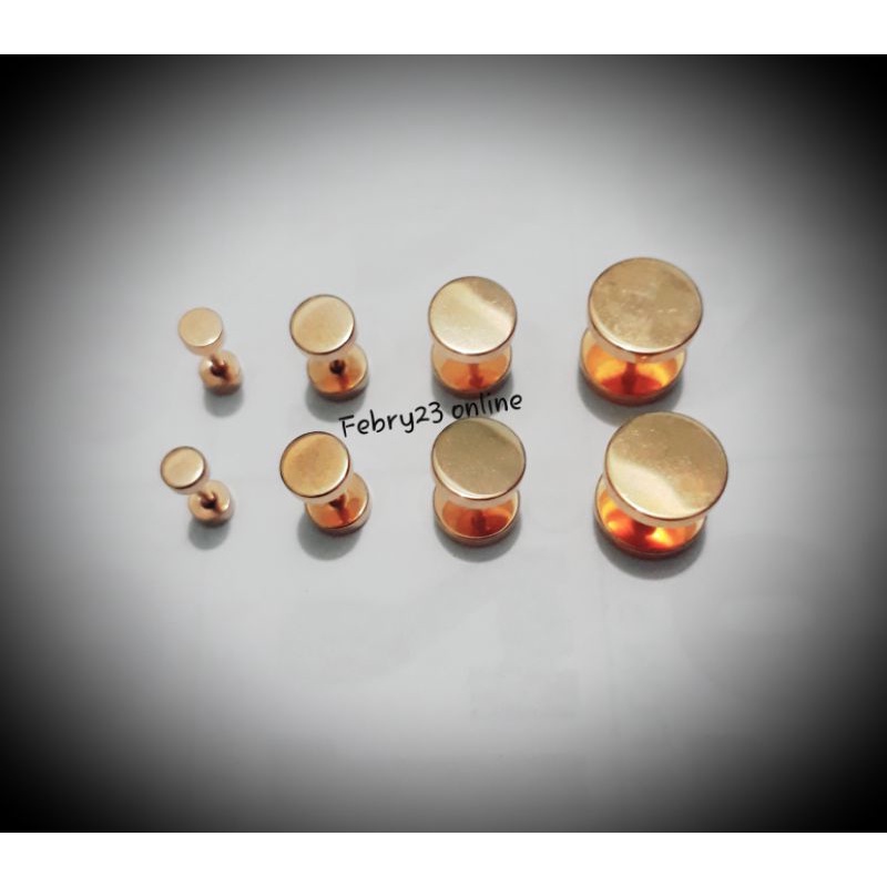 Anting Tindik Tusuk Barbel Roda Titanium Kuning Emas