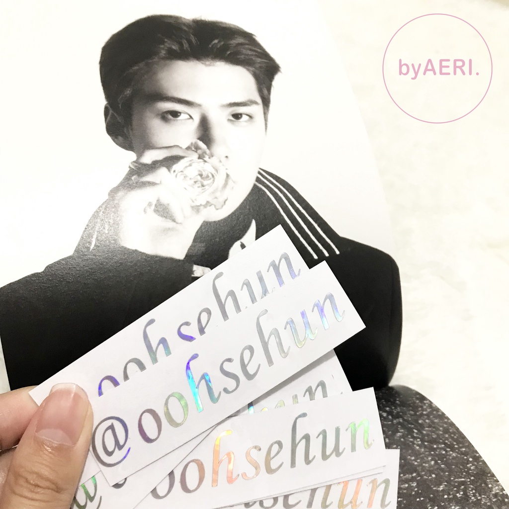 E X O username (@real__pcy, @oohsehun, dll) KPOP HOLOGRAM CUTTING STICKER