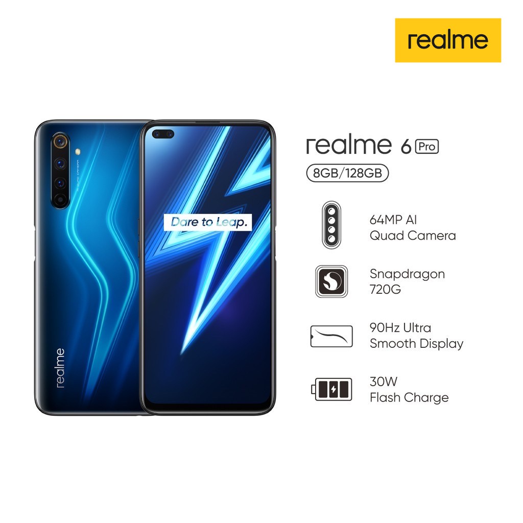 realme 6 Pro 8/128GB [64MP AI Quad Camera, 4300mAh, 30W Flash Charge, Snapdragon 720G, 90Hz Display]