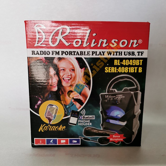 Speaker Aktif Bluetooth Karaoke Portable Rolinson RL4049BT Free Mic