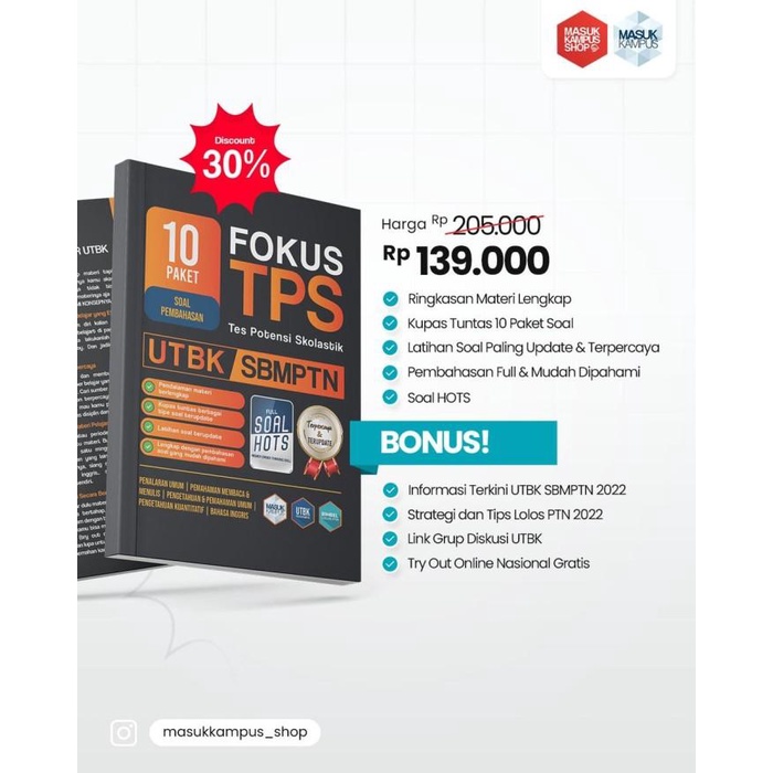 Liaad | Buku Fokus Tes Pontensi Skolastik (Tps) Utbk Sbmptn 2022