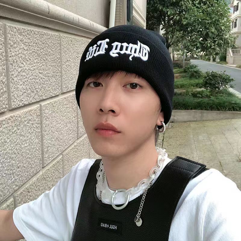 Topi beanie Rajut Motif Bordir thug life Bahan Katun Untuk Pria Dan Wanita