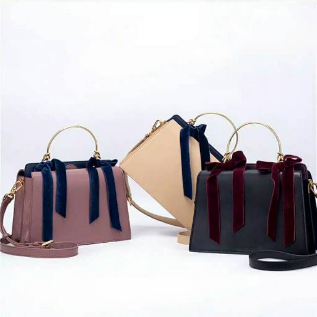 Tas Charles and Keith Ribbon With Free Pouch Original Shop selempang
