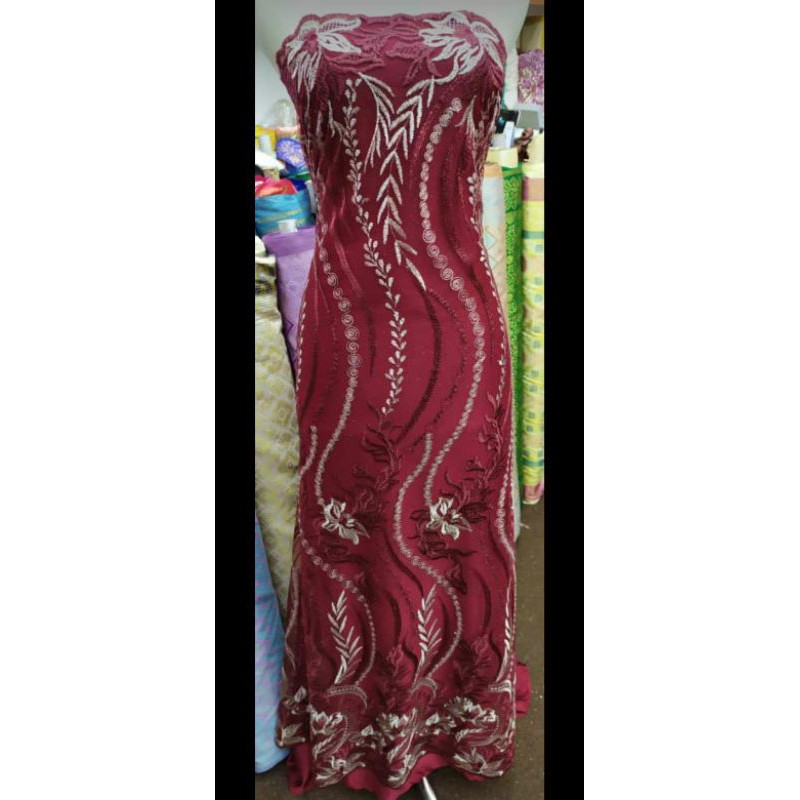 tile motif terbaru/kain tile brokat motif rambat gelombang gliter