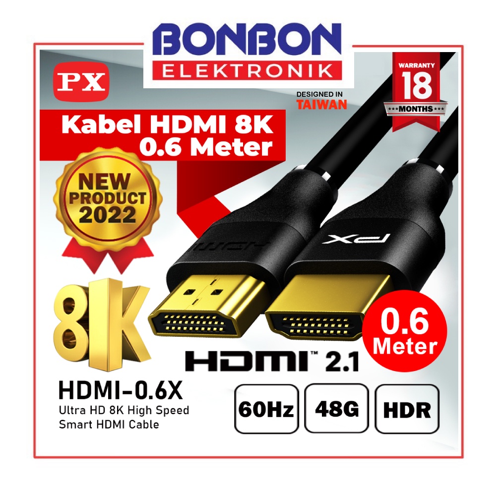 PX HDMI-0.6X Kabel HDMI 2.1 High Speed UHD 8K HDR HDMI Cable 0.6M