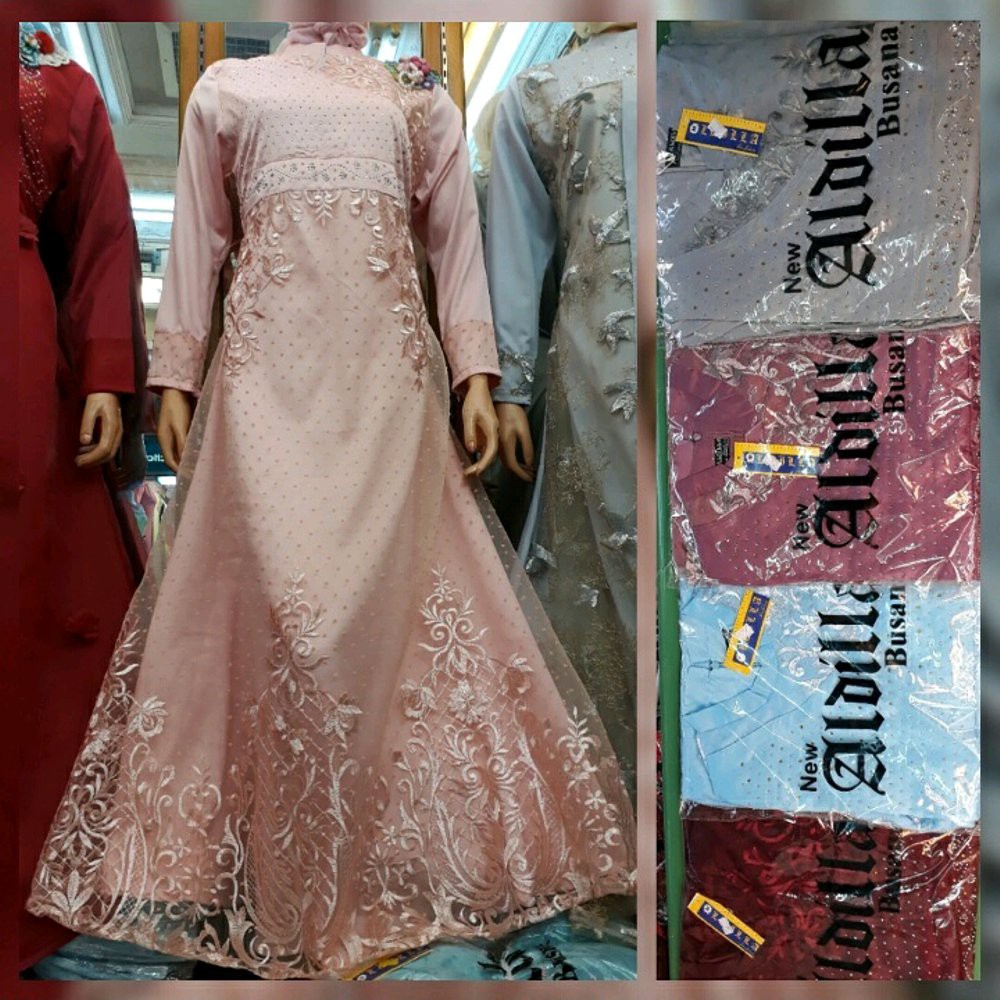 Diskon Gamis mat tile mix satin velvet..