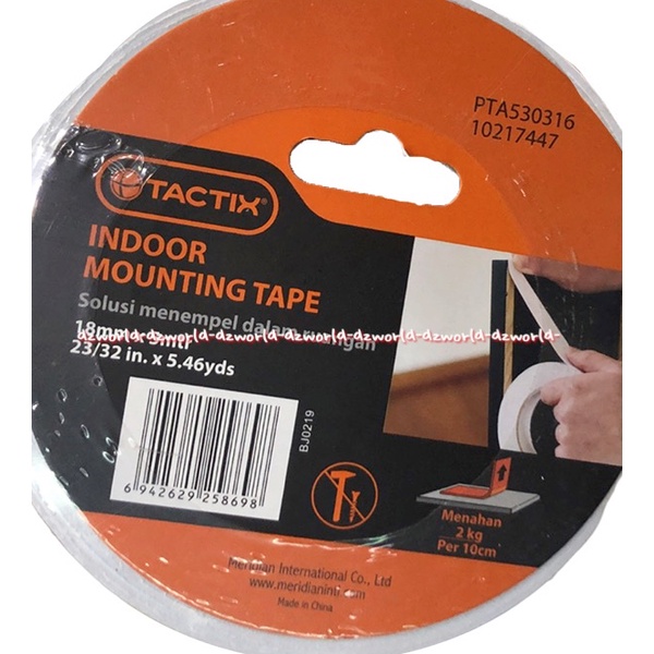 Tactix Indoor Mounting Tape Double Tape Kuat Untuk Dalam Ruangan 5.4y Tactic Isolasi Kuat Menahan Beban 2kg Taxtic