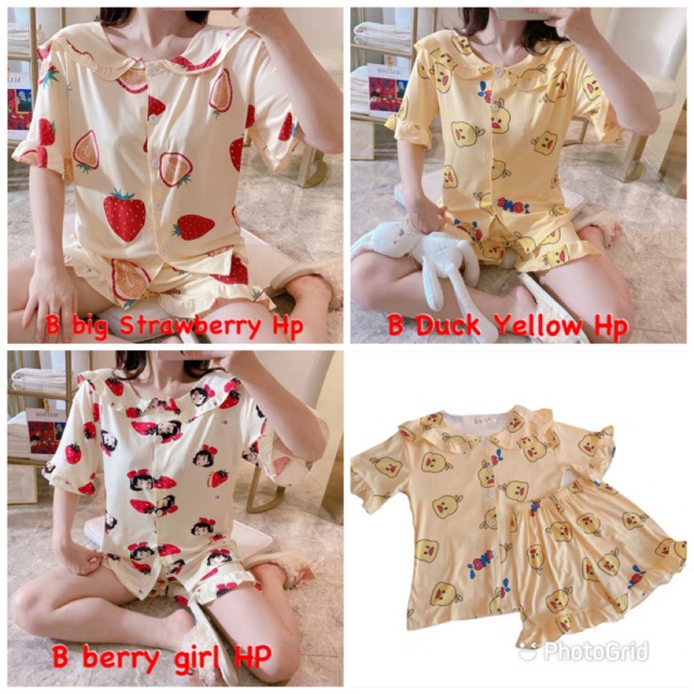 JC- Stelan Piyama BabyDoll HP / Set Piyama Wanita Import Murah/ Piyama wanita korea terbaru