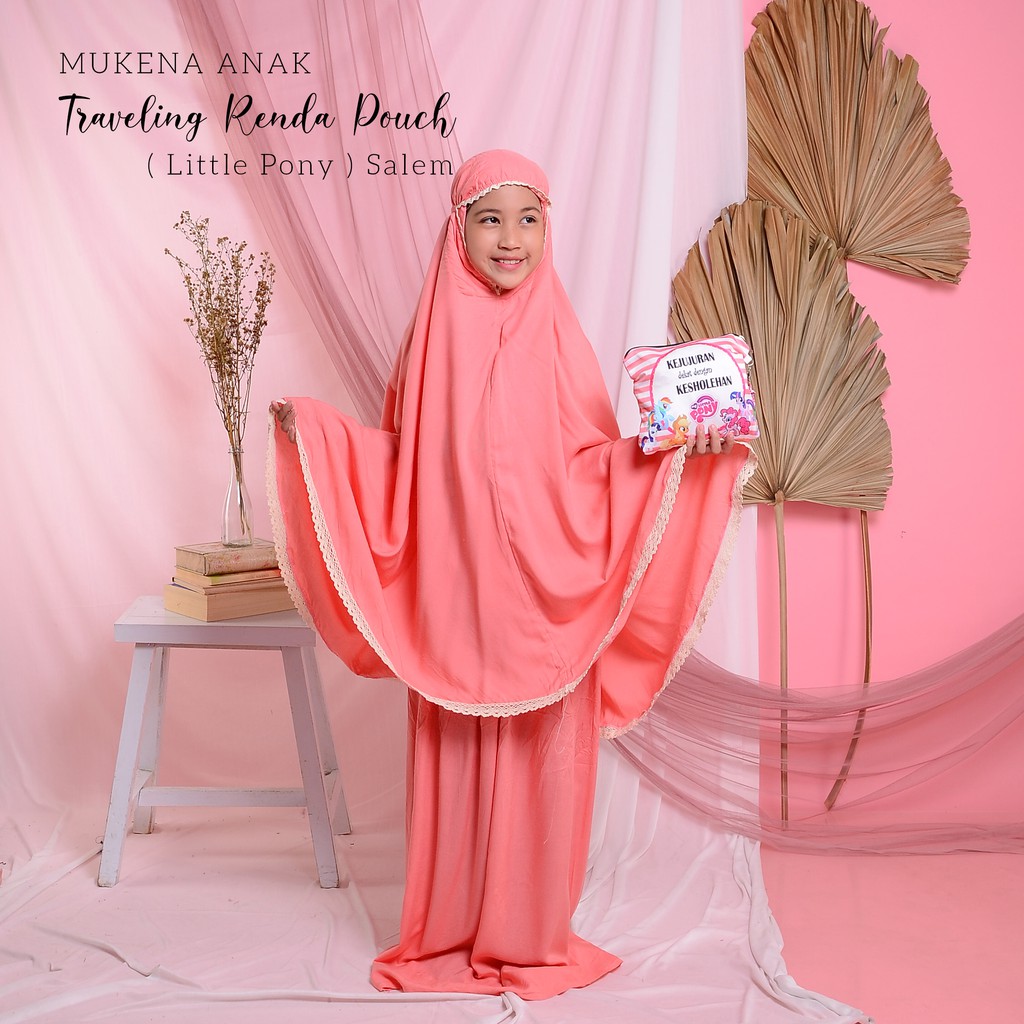 MUKENA BALI TASIK - MUKENA ANAK KATUN RAYON RENDA TRAVELING POUCH