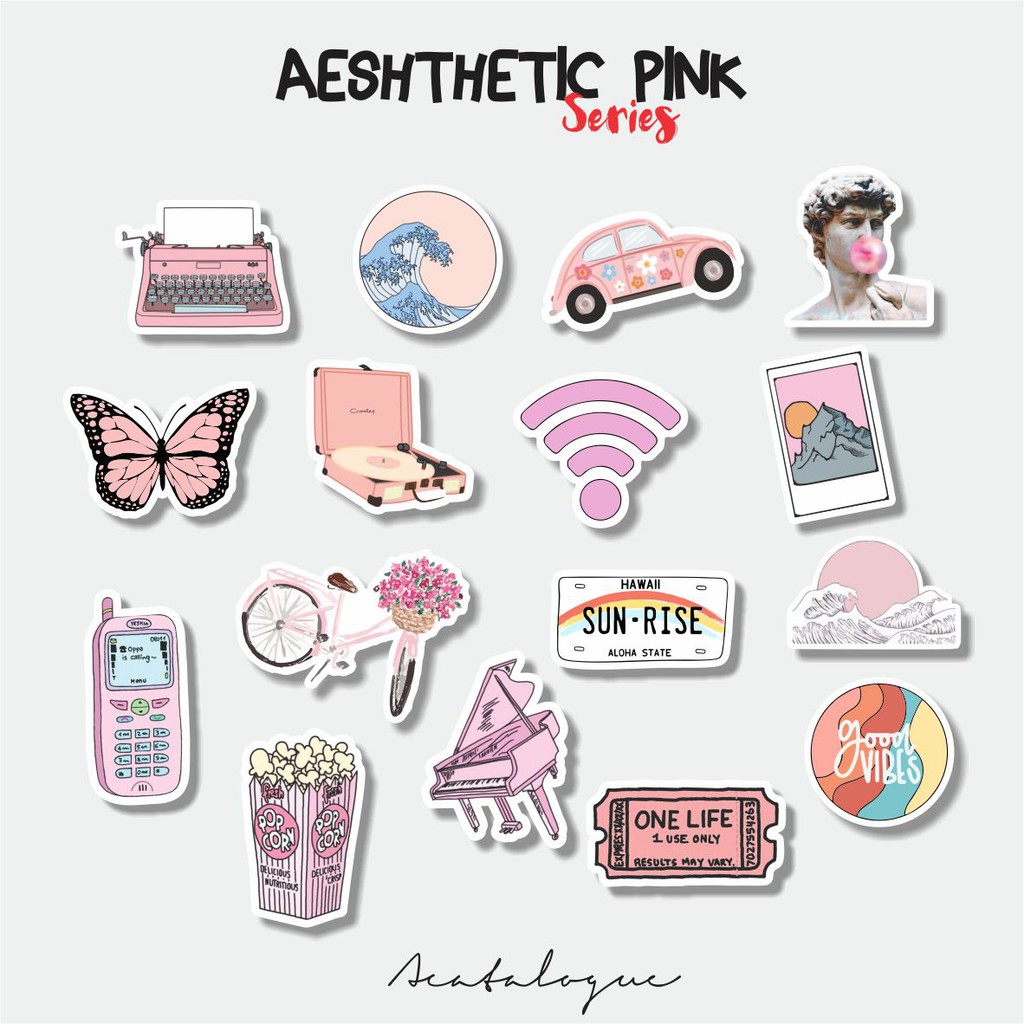

STICKER AESTHETIC CASE HANDPHONE LAPTOP TUMBLR BUJO CUSTOM AESHTHETIC PINK