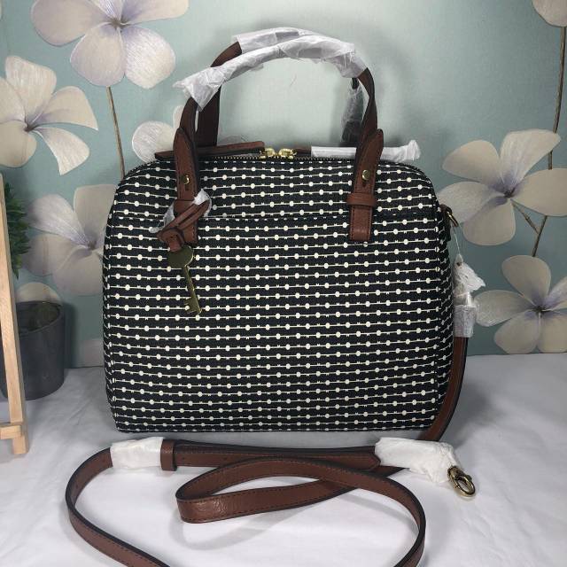 Fossil Rachel Satchel Black Stripe