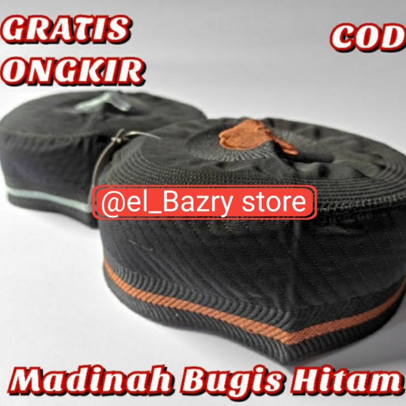 Peci import Madinah Bugis Hitam Kopiah Madinah Bugis Hitam
