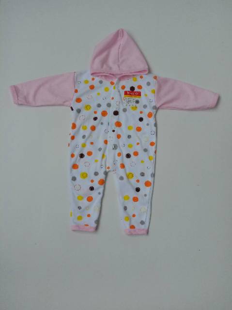 Baju kodok / sleepsuit / Jumper Panjang Bayi Motif &quot;Polkadot&quot; Kaki Buka Dapat 3 Pcs