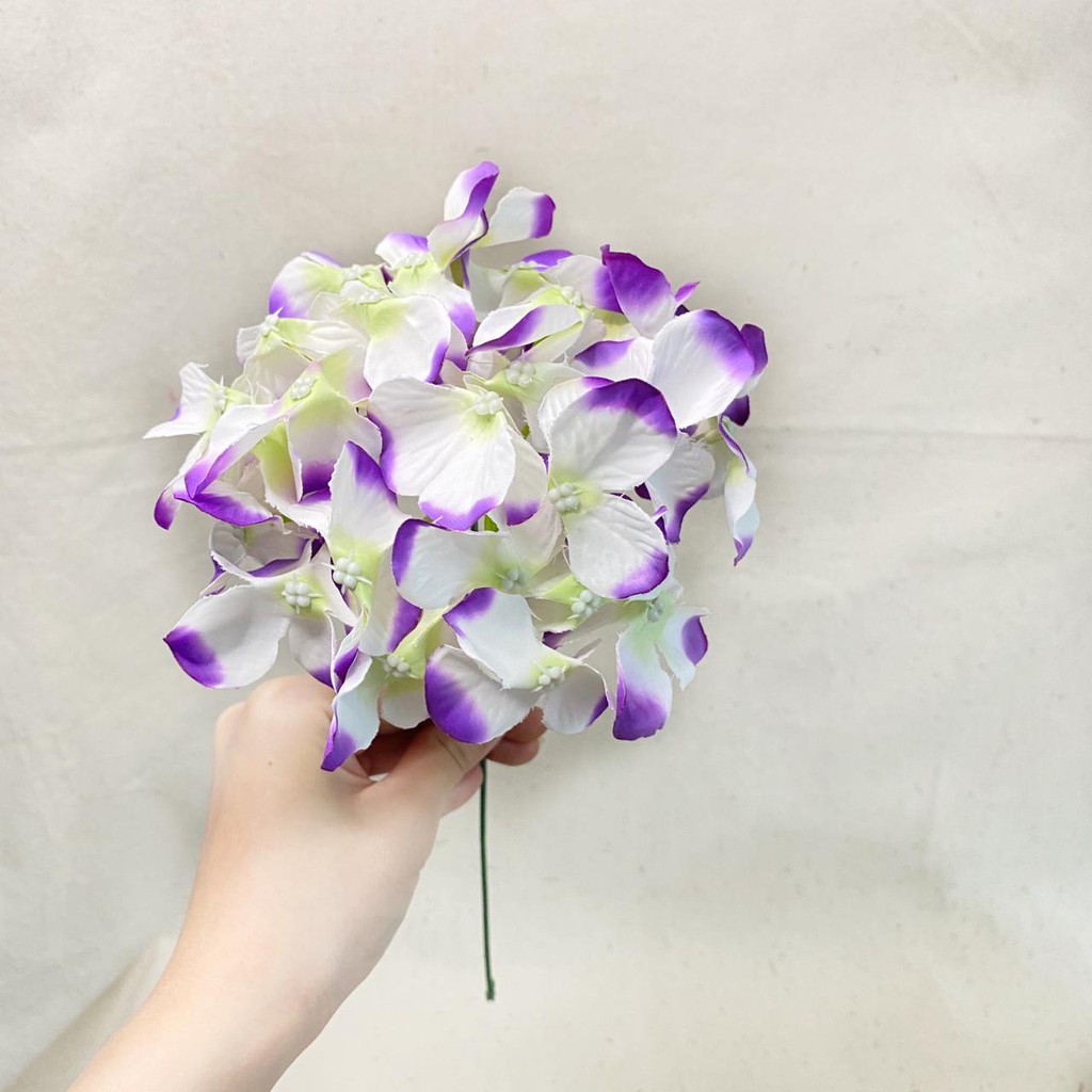 Bunga Hortensia X1 (satuan)●35cm●Bunga Artificial / Bunga Plastik / Bunga Dekorasi / Pernikahan-ungu putih