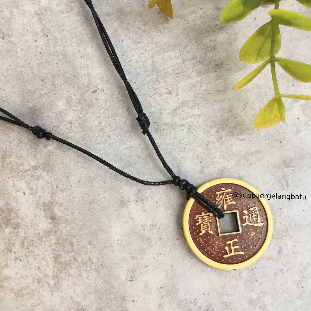 KALUNG Koin Kuno China Kayu ADJUSTABLE NECKLACE ANTI LUNTUR GROSIR