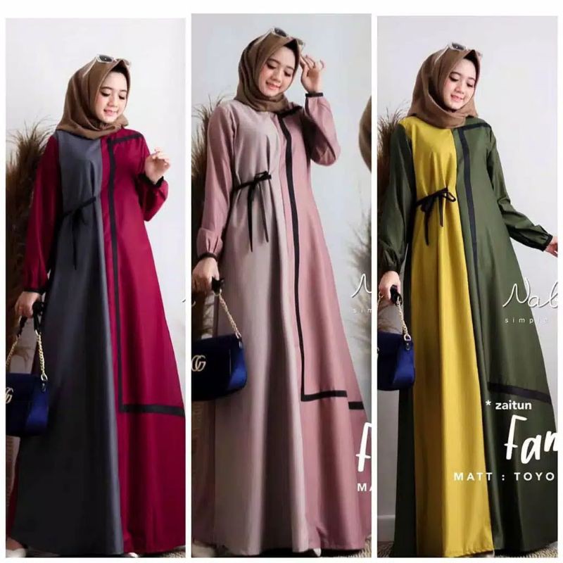 gamis jumbo ukuran L XL XXL XXXL XXXXL LD 100 110 120 130 140 Gig Size Dress menyusui Famela